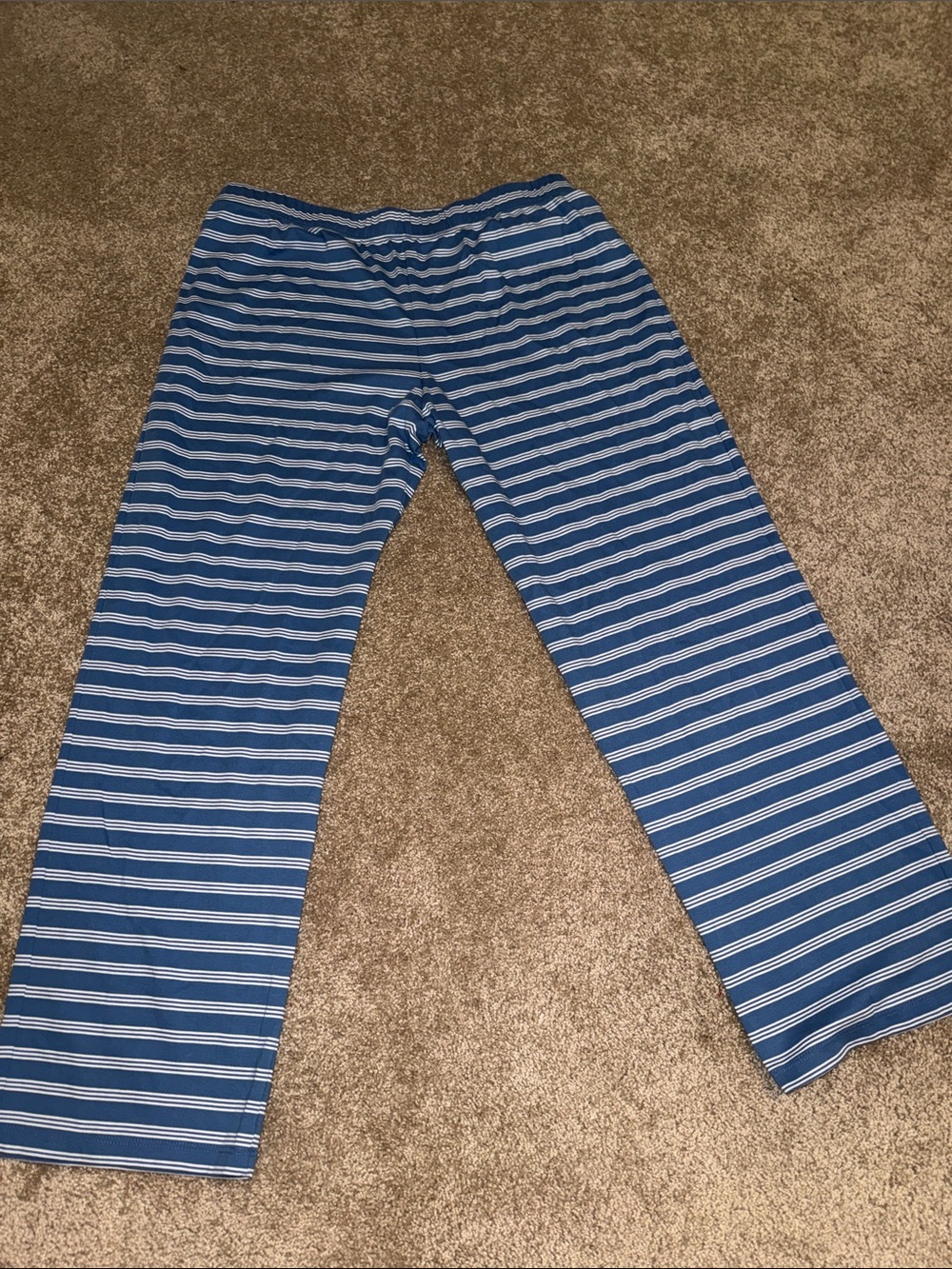LAKE Blue Striped Women's Pima Cotton Sleep Pants - Large